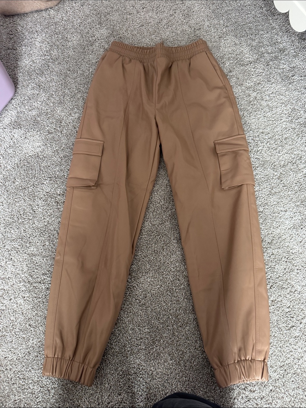 Alo brown leather joggers